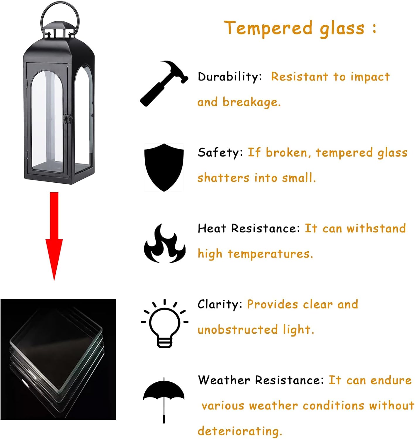 Bdor 2 Pack Large Luxury Lantern Decorative Tall 20 Inches Black Metal Hurricane Lanterns with Tempered Glass Panels for Front Porch,Tabletop, Mantle, Wall Hanging, or Garden, Indoor & Outdoor Décor-VerdiqueGarden