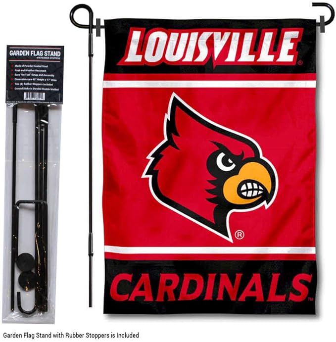 College Flags & Banners Co. Louisville Cardinals Garden Flag with Stand Holder-VerdiqueGarden