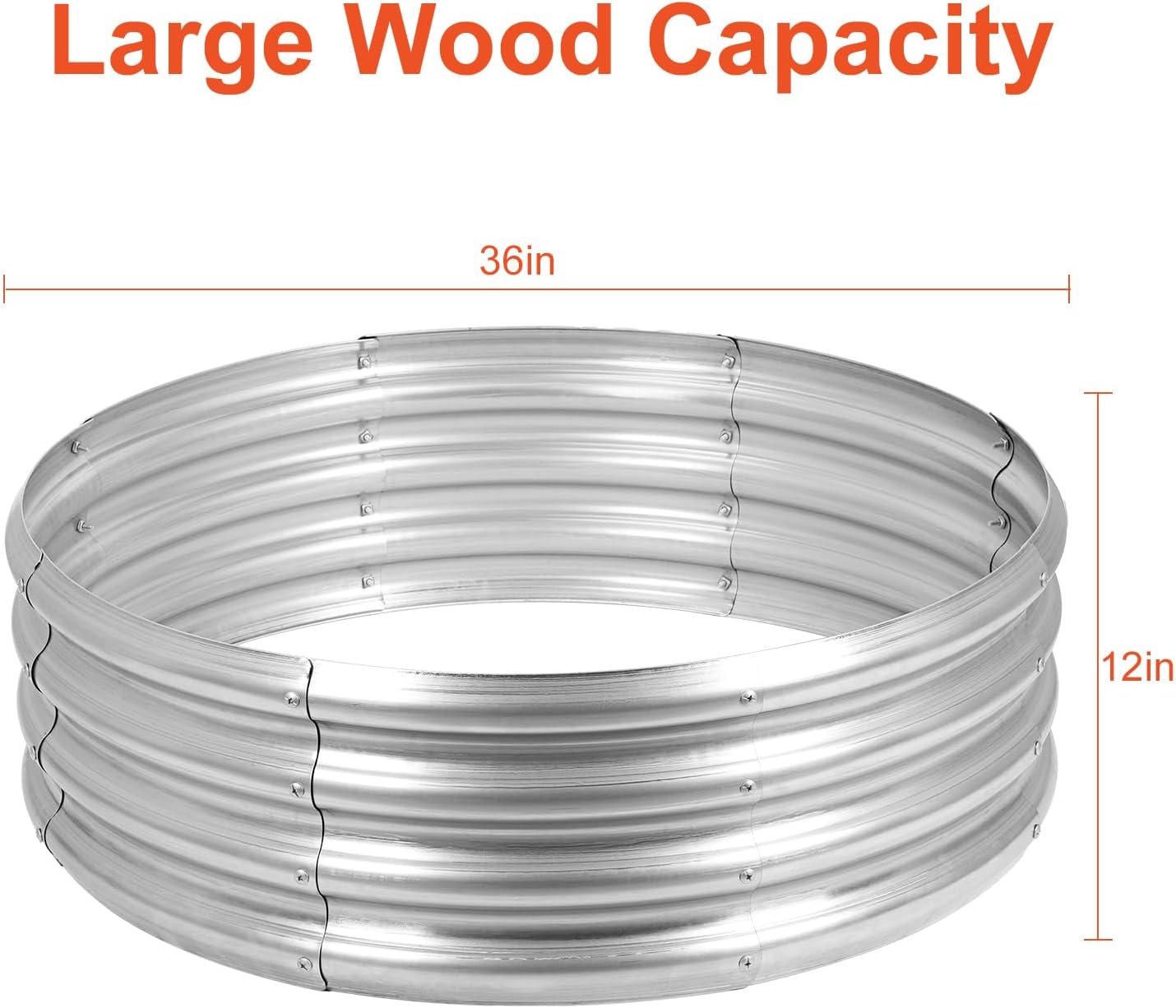 OUSHENG Galvanized Fire Pit Ring for Outside Wood Burning, Metal Firepit Liner for Above Ground Outdoor Camping Beach Backyard Park-VerdiqueGarden