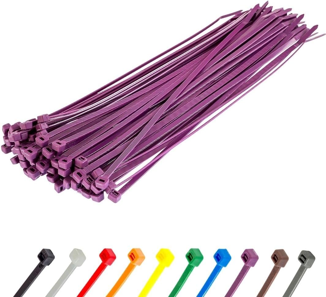 GTSE 12 Inch Purple Zip Ties, 100 Pack, 50lb Strength, UV Resistant Long Nylon Cable Ties, Self-Locking 12" Tie Wraps-VerdiqueGarden
