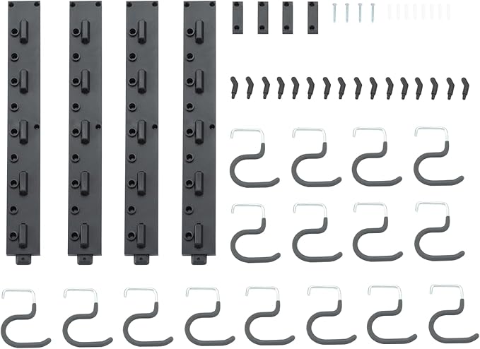 WellMade 64'' Adjustable Garden Tool Organizer, Garage Storage System with Hooks, Wall Mount Tool Organization Rack, Black-VerdiqueGarden