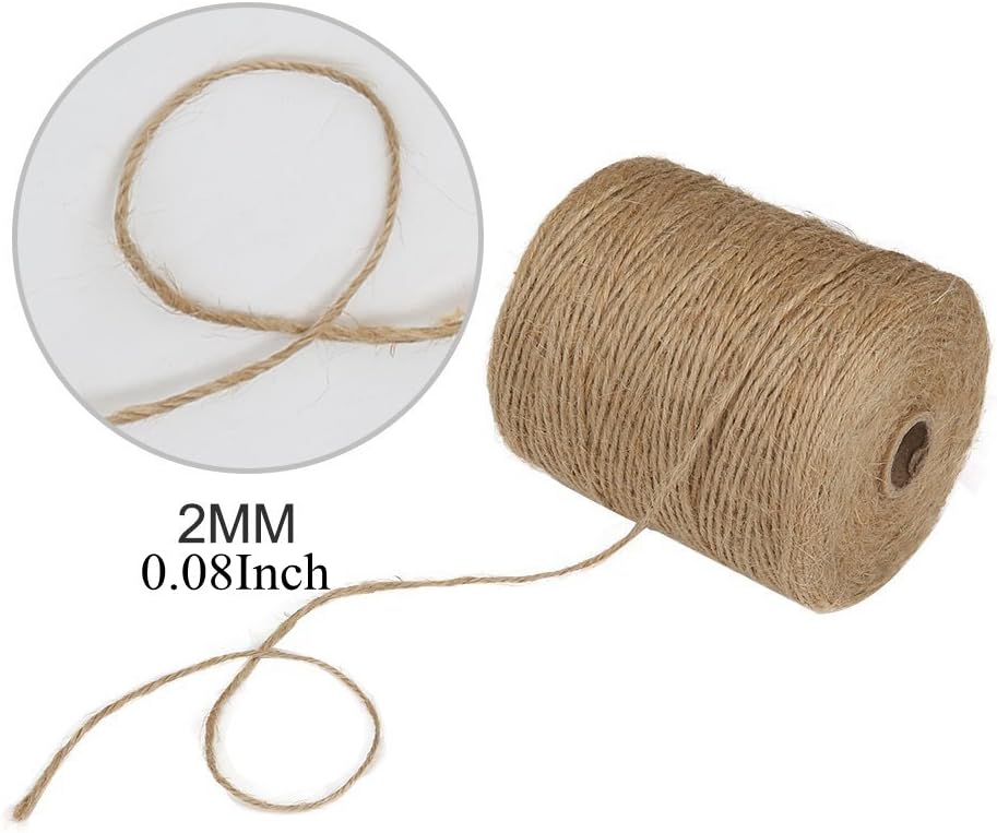 Tenn Well Natural Jute Twine, 984 Feet 2mm Garden Twine, Brown Jute String for Arts and Crafts, Gardening, Gift Wrapping, Bundling, Recycling-VerdiqueGarden
