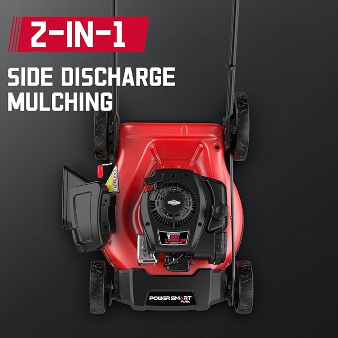 PowerSmart Gas Lawn Mower 21" with B&S 125cc Engine, 2-in-1 Mulching and Side Discharge, Easy Assembly & Lightweight, Cordless Push Lawn Mowers for Garden Yard-VerdiqueGarden
