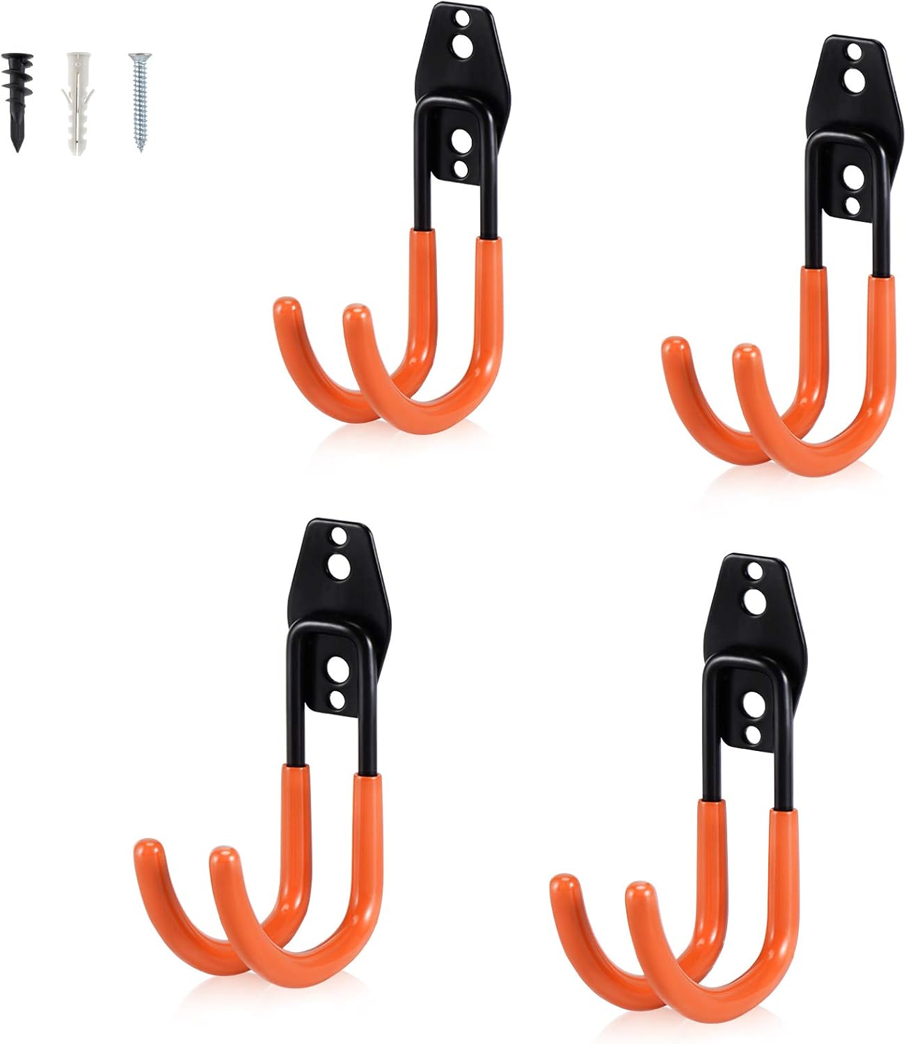 AOBEN Garage Hooks Heavy Duty, Steel Garage Storage Hooks, Utility Tool Hangers and Combinable Wall Mount for Organizing Ladders, Bikes, Hoses, and More Equipment (Large J, 4 Pack)-VerdiqueGarden