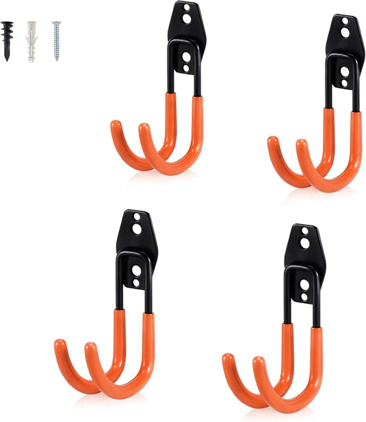AOBEN Garage Hooks Heavy Duty, Steel Garage Storage Hooks, Utility Tool Hangers and Combinable Wall Mount for Organizing Ladders, Bikes, Hoses, and More Equipment (Large J, 4 Pack)-VerdiqueGarden