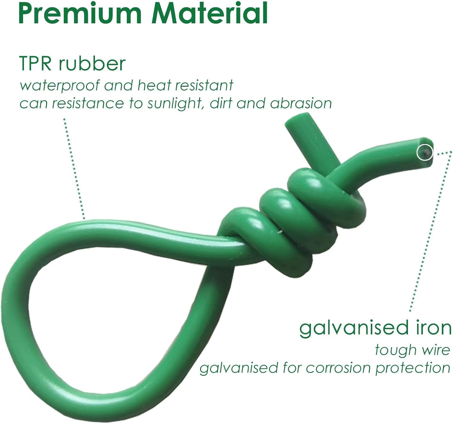 Soft Plant Tie Garden Plant Twist Tie TPR Plant Supply, for Supporting and Fixing Garden Planting Branches Vines, Stems, for Garden, Office, Home Organizing (164ft /3.5mm Diameter, Green)-VerdiqueGarden