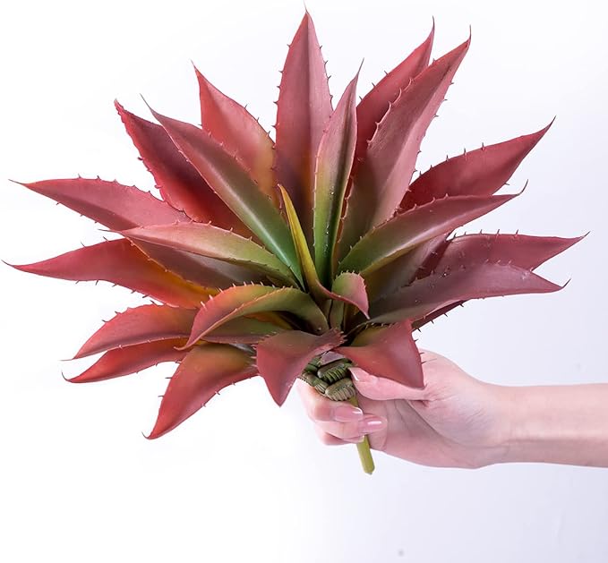 Veryhome Succulents Plants Artificial Aloe Plant, 12.5Inch Large Faux Succulents Unpotted, Premium Crafting DIY Greenery Decor for Indoor & Outdoor(Red)-VerdiqueGarden