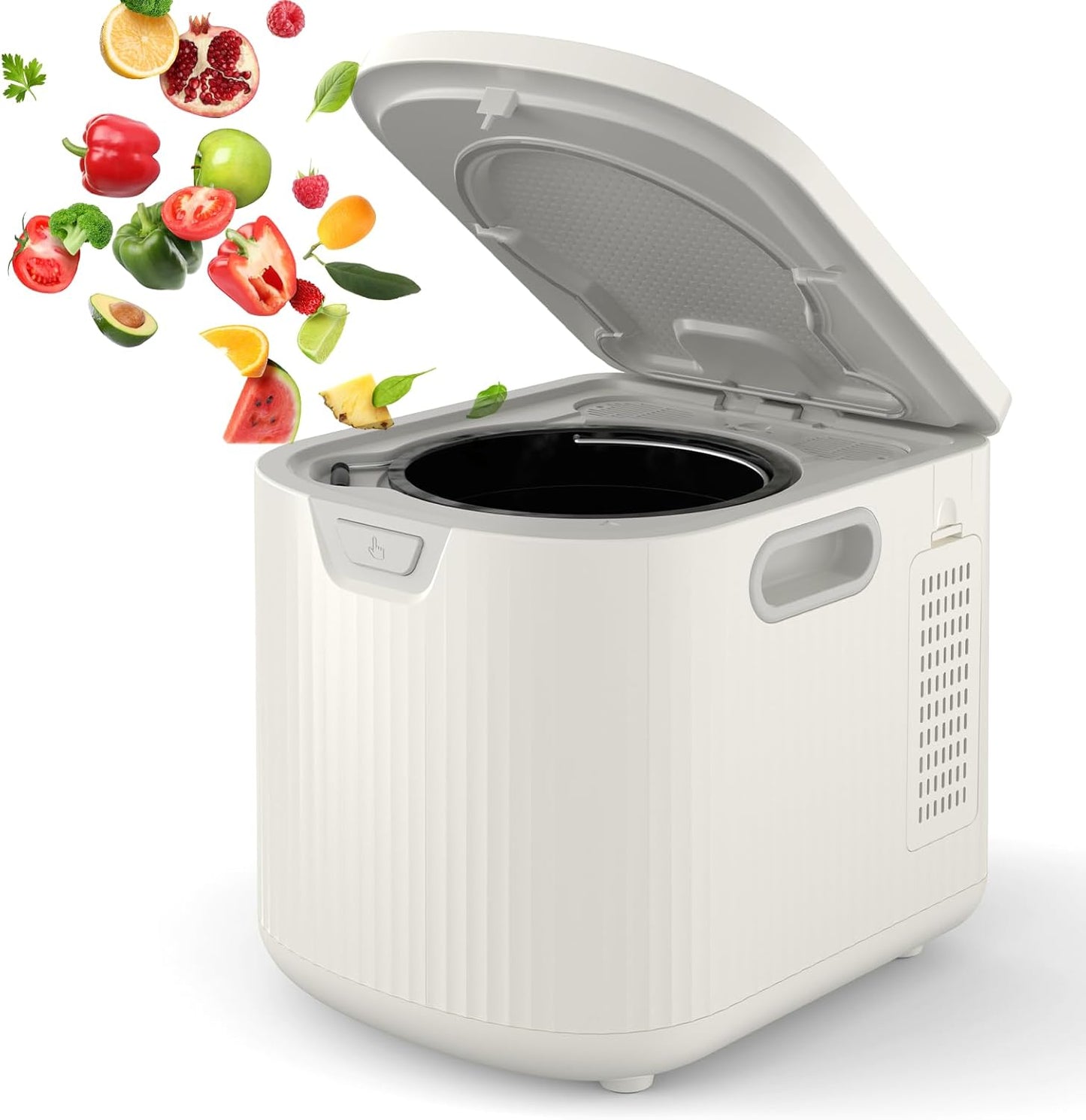 2.5L Electric Kitchen Composter Smart Odorless Compost Bin Auto-Cleaning Countertop Food Waste Composting Machine -Fast 4-6H Food Waste to Fertilizer Conversion for Outdoor Use (White-VerdiqueGarden