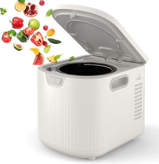 2.5L Electric Kitchen Composter Smart Odorless Compost Bin Auto-Cleaning Countertop Food Waste Composting Machine -Fast 4-6H Food Waste to Fertilizer Conversion for Outdoor Use (White-VerdiqueGarden