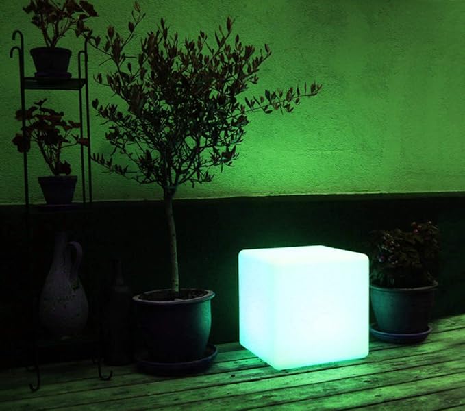Mr.Go 12-inch Rechargeable Magic LED Light Cube Stool with Remote Control Fun Mood Lamp Soothing Night Light Decorative Lighting for Home Kids Bedside Bedroom Nightstand Nursery Pool Party-VerdiqueGarden