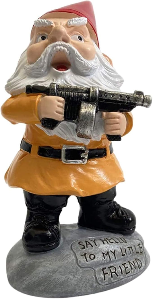 Garden Gnomes Outdoor Funny Garden Gnomes Funny Gnomes with Guns - for Indoor Outdoor Garden Gnome Sculpture Patio Yard Lawn Dwarf Decoration-VerdiqueGarden