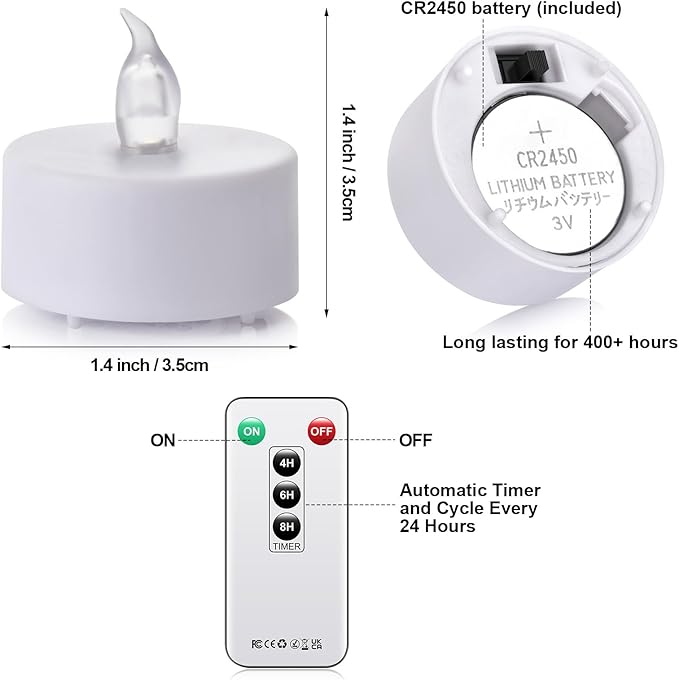 LED Tea Light Remote ControlCandles,50pack Flickering Flameless LED Candle,Long Lasting 400+Hours,Battery Operated with Timer for Home Decoration Seasonal &Festival Celebration WarmYellow-VerdiqueGarden