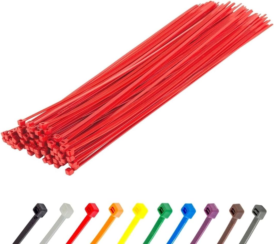 GTSE 14 Inch Red Zip Ties, 100 Pack, 50lb Strength, UV Resistant Long Nylon Cable Ties, Self-Locking 14" Tie Wraps-VerdiqueGarden