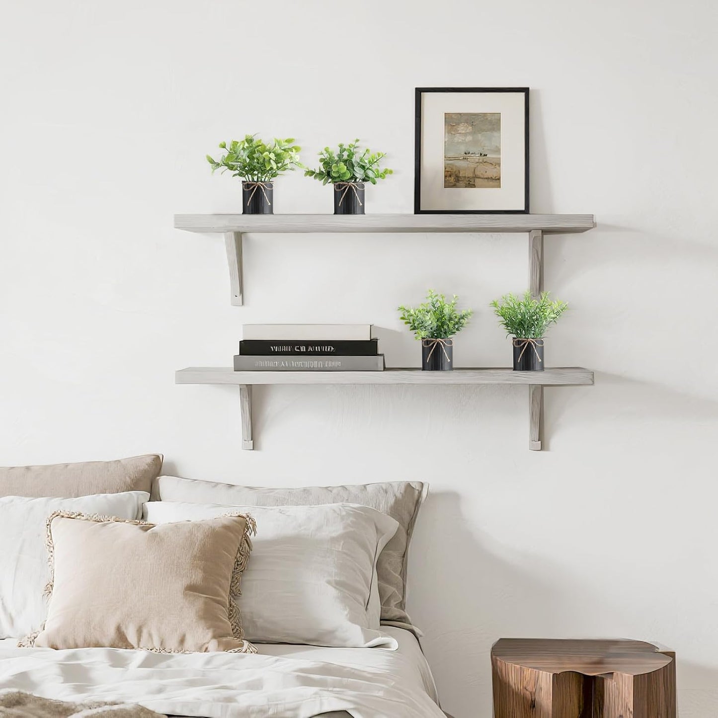 Mkono 4 Packs Small Fake Plants in Farmhouse Galvanized Pots Mini Potted Artificial Eucalyptus Plants for Halloween Decorations Shelf Office Bathroom Rustic Home Decor (Black)-VerdiqueGarden