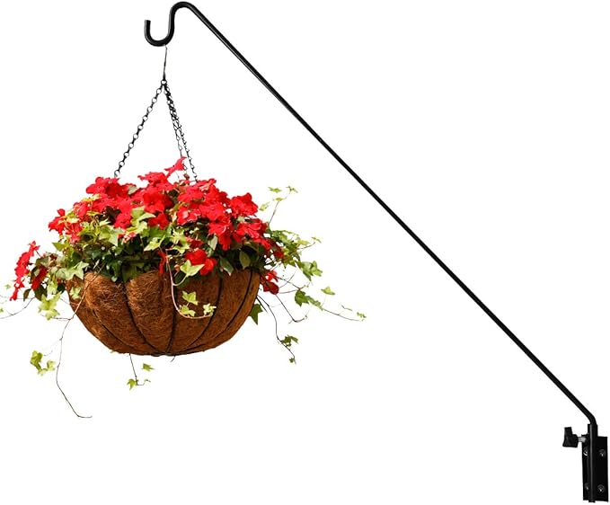 ERYTLLY Extended Reach Deck Hook Wall Pole Wall Mounted, Extensible and Adjustable 28 inch to 43 inch Bracket for Hanging Bird Feeder,Plants,Wind Chimes,Lanterns-VerdiqueGarden