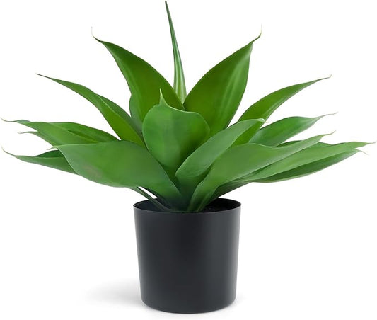 Velener Fake Agave with Black Pot, Artificial Plant Outdoor Agave - Fake Plants for Indoor and Outdoor Decor(16 Inch)-VerdiqueGarden