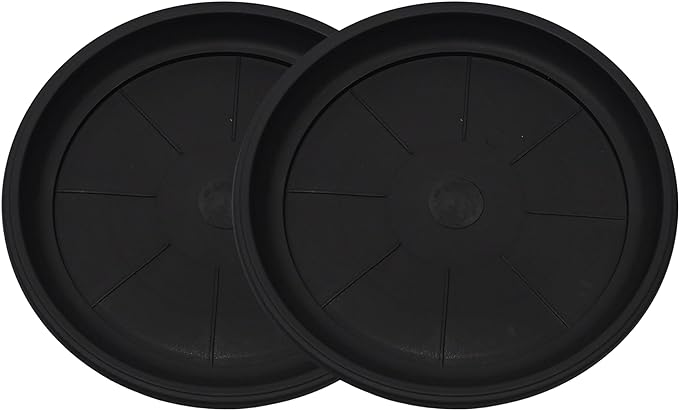 11" Decorative Heavy Duty Tray/Saucer (2 Pack) Pot/Planter Base for Indoor/Outdoor Decor (11 inches, Black)-VerdiqueGarden