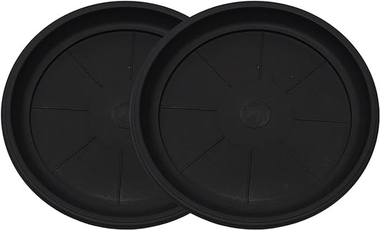11" Decorative Heavy Duty Tray/Saucer (2 Pack) Pot/Planter Base for Indoor/Outdoor Decor (11 inches, Black)-VerdiqueGarden