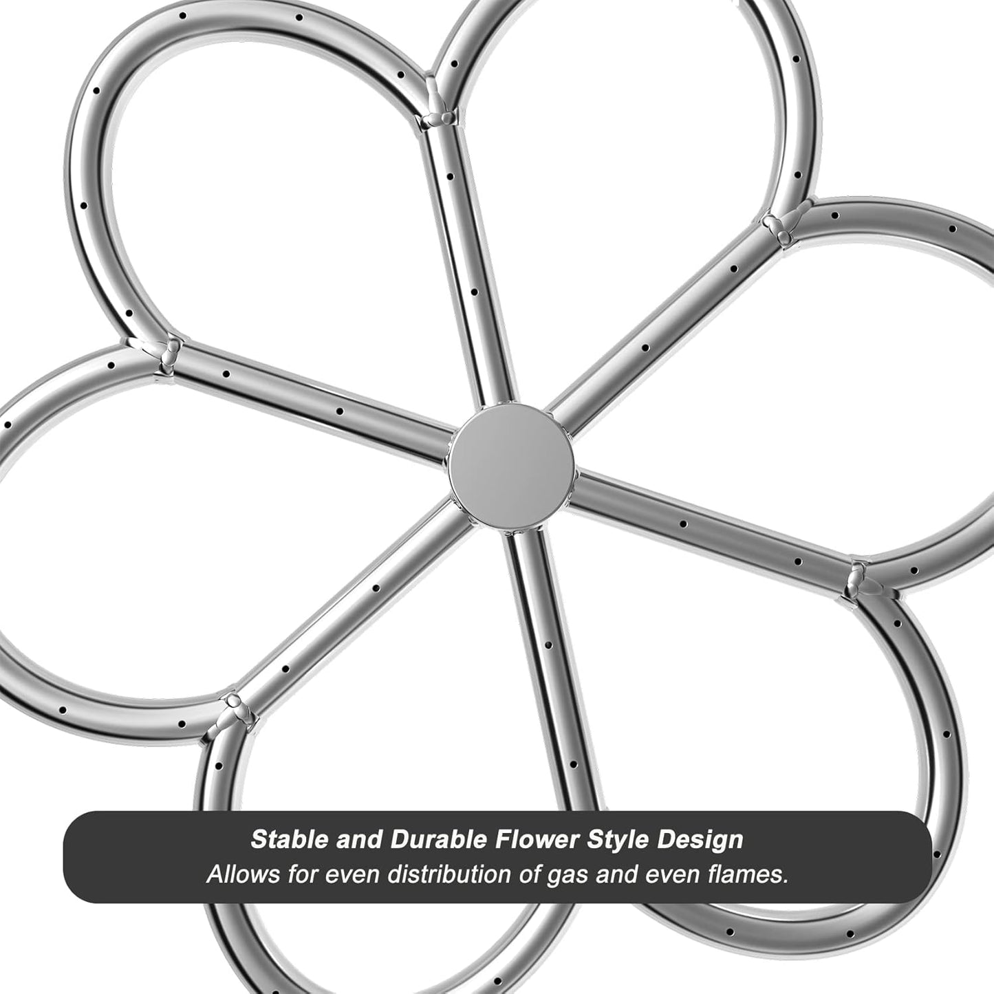 Skyflame 18-Inch Stainless Steel Flower-Shape Fire Pit Burner Ring for Fire Pit, Natural Gas & Propane Fireplace, Indoor/Outdoor, Max BTU 147K…-VerdiqueGarden