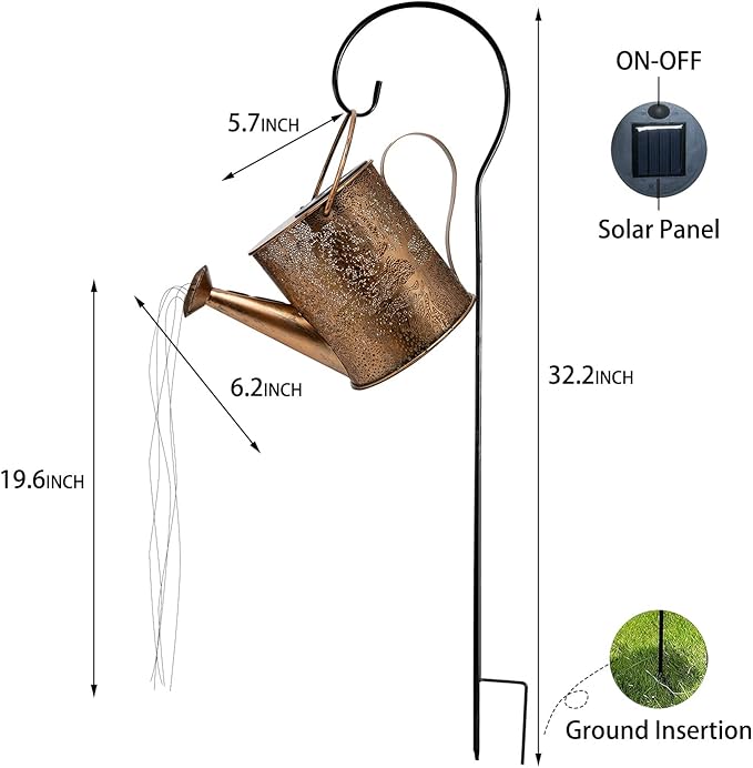Solar Lights Outdoor Garden Decor, Large Waterproof Watering Can Landscape Lights Outside Decorations for Yard Front Porch Patio Backyard Gardening Gift for Mom Grandma Women Birthday-VerdiqueGarden