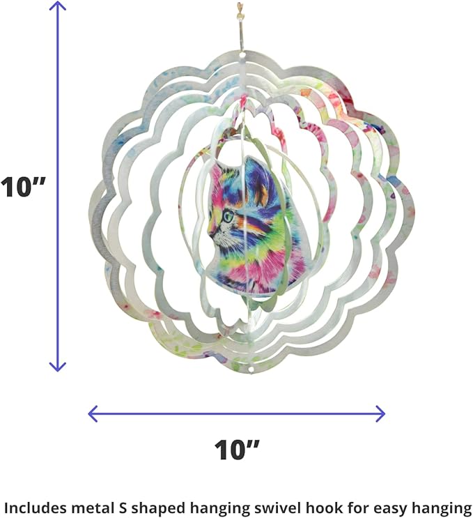 VP Home Colorful Cat Kinetic Wind Spinners for Yard and Garden Wind Spinner Outdoor Metal Large Hanging Cat Decor 3D Garden Art Wind Sculpture Spinners Cat Garden Decor Kinetic Art Garden Spinner-VerdiqueGarden