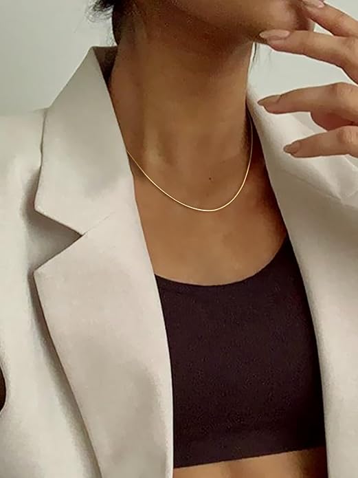 ChainsHouse Snake Chain Necklace for Women 1.2mm, 14-30" Adjustable with 5cm Extender for Pendants Lockets, Rose Gold/Stainless Steel/Black/14K Gold Hypoallergenic Dainty Jewelry Gift