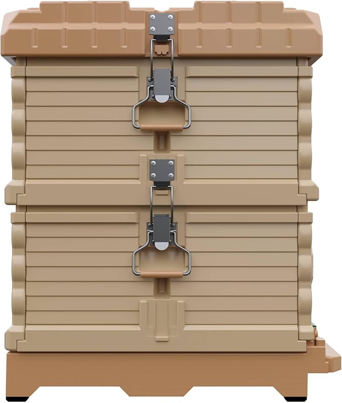Ergo Insulated 10 Frame Bee Hive Set [NO Frames Included] (Double Deep, Tan Body Green Entrance)-VerdiqueGarden