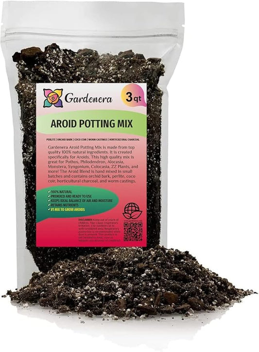 Premium Aroid Potting Mix - Soil Free Blend for Aroids - Growing Medium for House Plants by Gardenera - (3 Quart Bag)-VerdiqueGarden