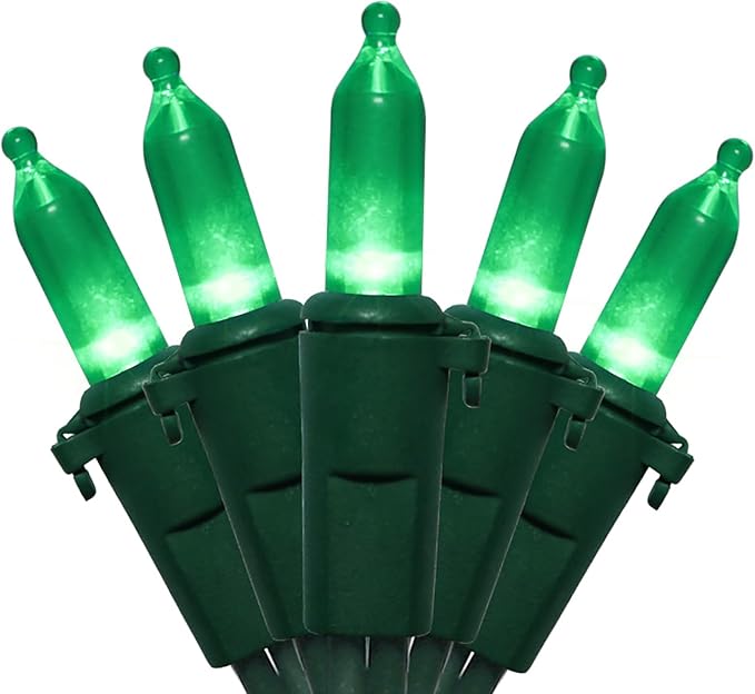 Green Christmas LED Lights - 2 Pack 100 Count Green Christmas String Lights for Tree, Party, Holiday, Indoor/Outdoor St. Patrick's Day Decorations, 2 Sets 33 Feet Green Wire, UL Certified, Connectable-VerdiqueGarden