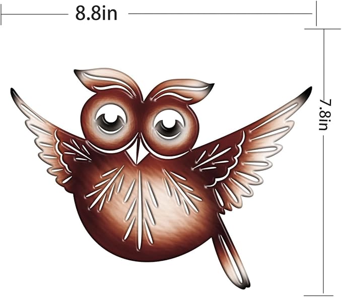 EiGreen Metal Owl Wall Art Decor, Metal Colorful Birds 3D Outdoor Wall decoration,Hanging Ornaments Hand-made cute owl Wall Art Fence Decorations for Living Room Patio Balcony (owl)-VerdiqueGarden