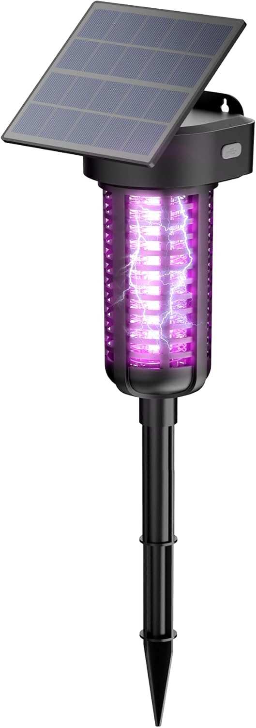 Solar Bug Zapper Outdoor Mosquito Trap Killer Mosquito Killer Lamp，Cordless & Rechargeable ，Fly Zapper Mosquito Catcher Lamp Decor Light for Patio Garden-VerdiqueGarden