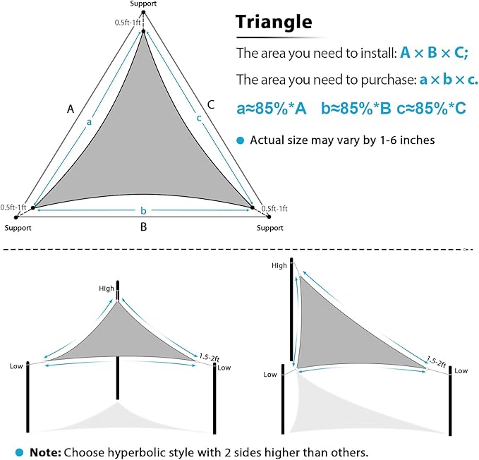 Amagenix Sun Shade Sail 10'X10'X14.1' Curved Edge Outdoor Shade Canopy Light Grey Breathable 95% UV Block Shade Cloth for Patio Garden Backyard (We Make Custom Size)-VerdiqueGarden