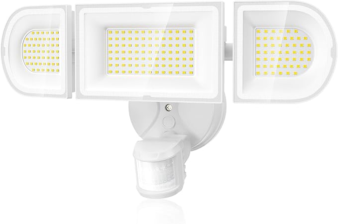 Olafus 180W Motion Sensor Outdoor Lights, 18000lm Dusk to Dawn LED Flood Lights Outdoor Wired, 6500K Daylight Motion Lights for Outside, IP65 Waterproof Exterior Security Light, White-VerdiqueGarden