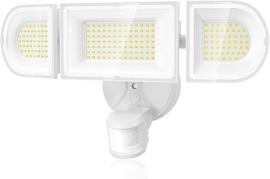 Olafus 180W Motion Sensor Outdoor Lights, 18000lm Dusk to Dawn LED Flood Lights Outdoor Wired, 6500K Daylight Motion Lights for Outside, IP65 Waterproof Exterior Security Light, White-VerdiqueGarden