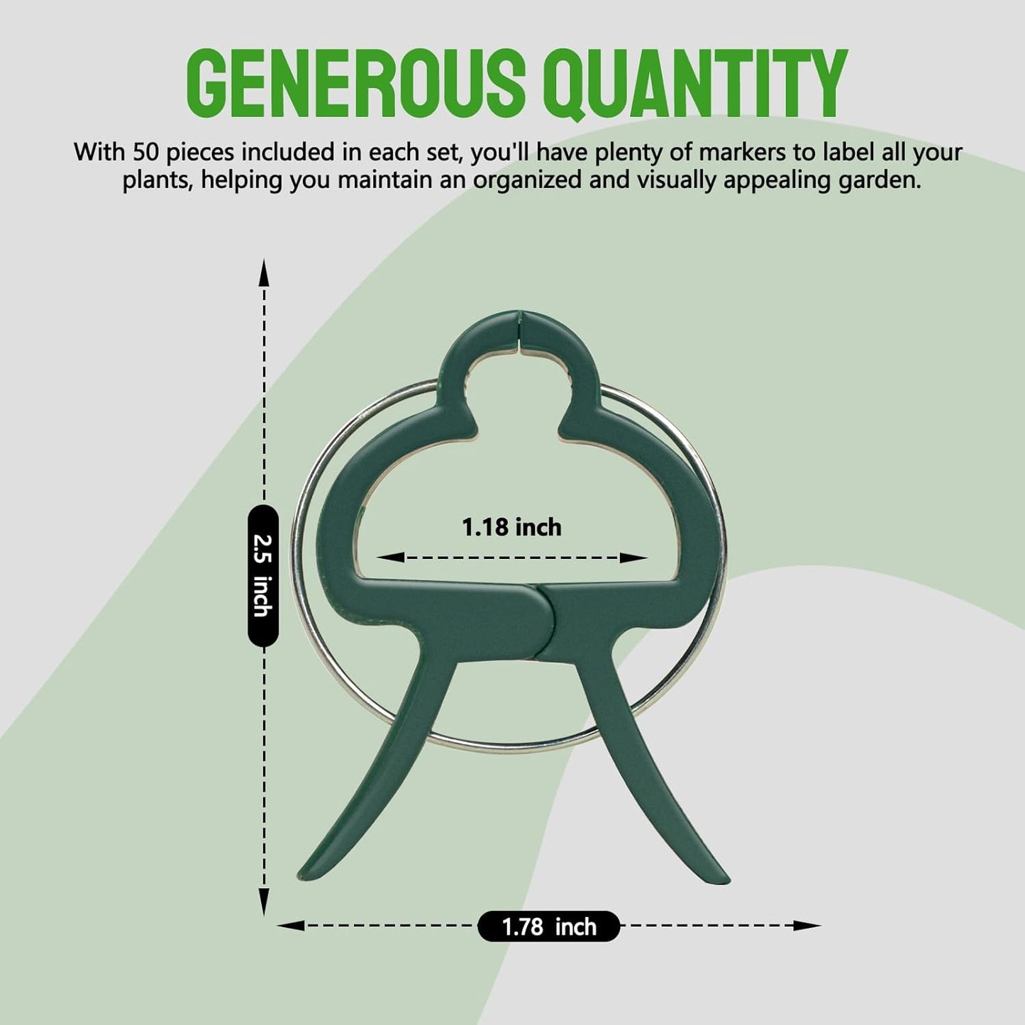 50 Green Pcs Large 2.36 inch Plant Support Clips, Flower and Vine, Tomato Plant Support Clips for Supporting Stems, Vines Grow Upright Climbing, Tool for Straightening, Trellis-VerdiqueGarden