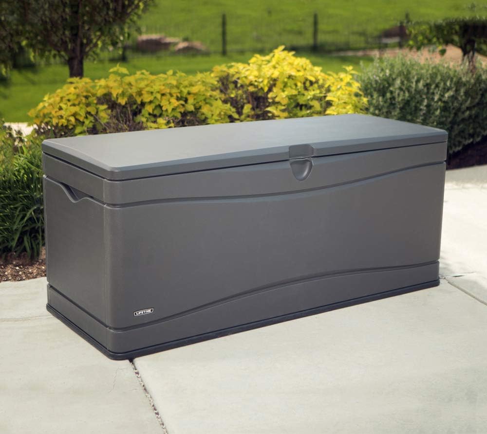 LIFETIME 60298 Heavy Duty Outdoor Storage Deck Box, 130 Gallon, Gray-VerdiqueGarden