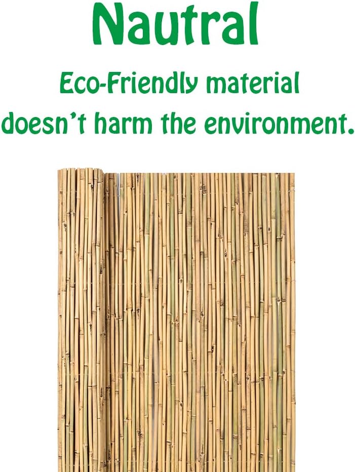 Mininfa Natural Rolled Bamboo Fence, Eco-Friendly Bamboo Fencing, 0.7 in D x 6 feet High x 8 feet Long, bambou Screen for Garden, Privacy-VerdiqueGarden
