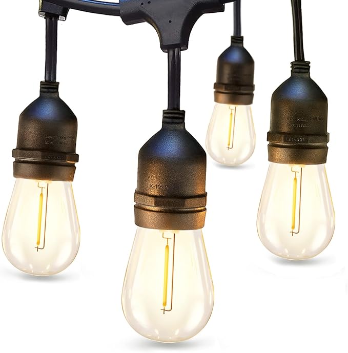 addlon LED Outdoor String Lights 24FT with Edison Vintage Shatterproof Bulbs and Commercial Grade Weatherproof Strand - ETL Listed Heavy-Duty Decorative Cafe, Patio, Market Light-VerdiqueGarden