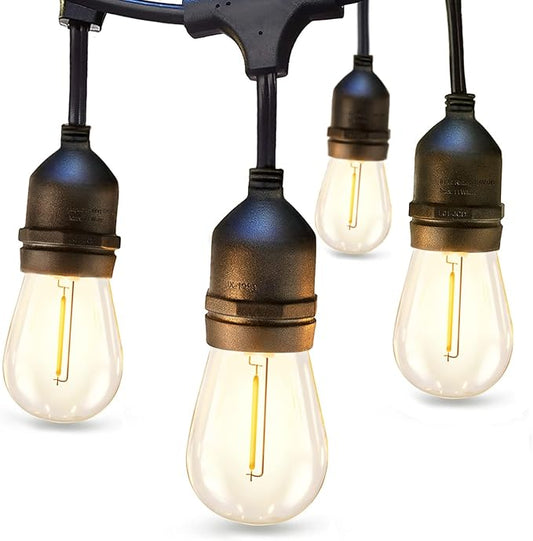 addlon LED Outdoor String Lights 24FT with Edison Vintage Shatterproof Bulbs and Commercial Grade Weatherproof Strand - ETL Listed Heavy-Duty Decorative Cafe, Patio, Market Light-VerdiqueGarden