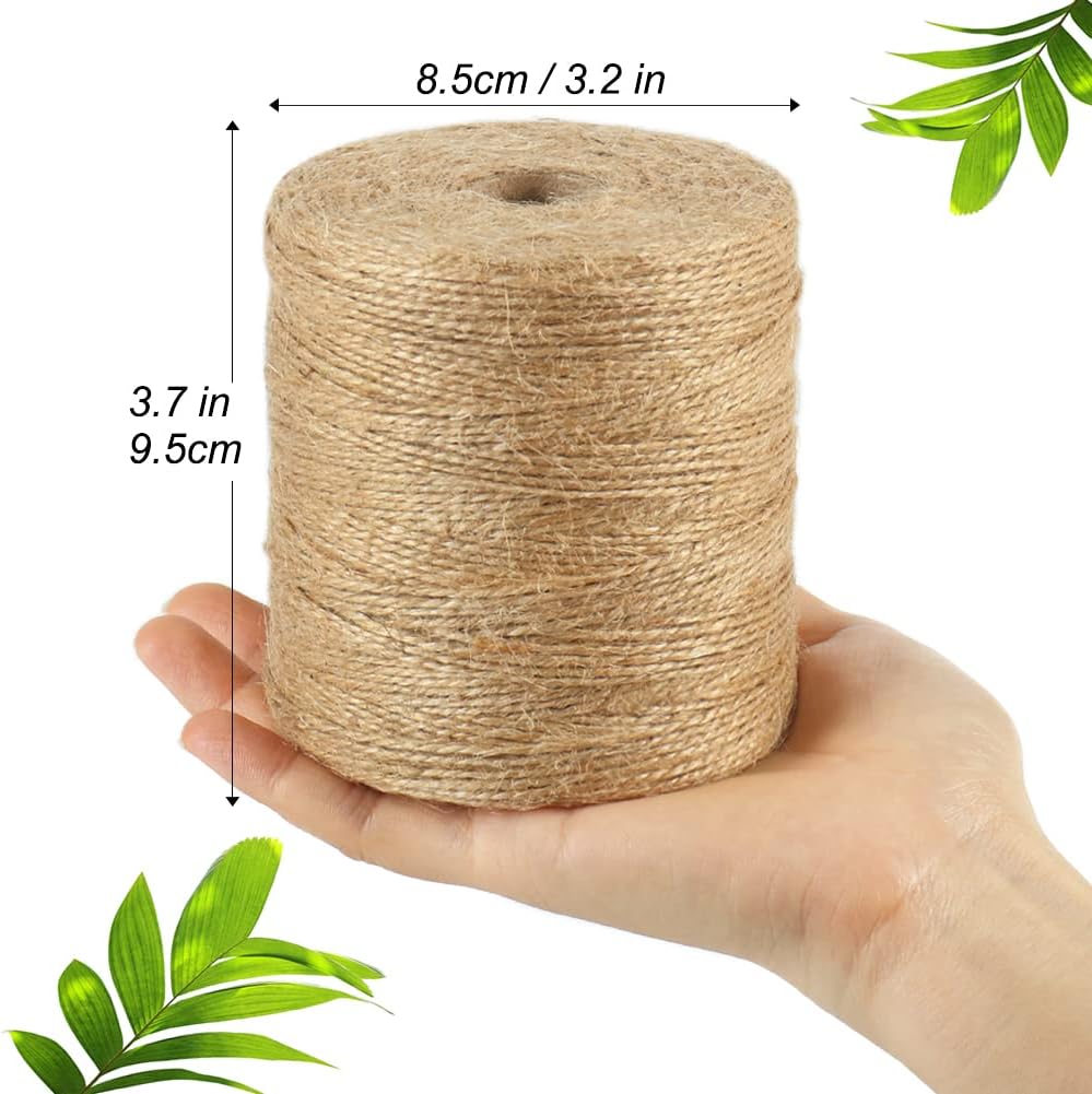 Tenn Well 1500 Feet Natural Jute Twine, 1mm Thin Brown Twine String for Crafts, Crocheting, Gift Wrapping, Gardening and Christmas Decorations-VerdiqueGarden