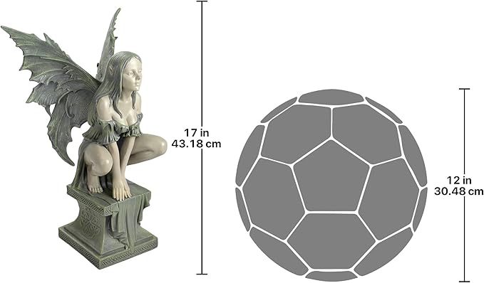 Design Toscano Celtic Fairy's Perilous Perch Outdoor Garden Statue, Large, 19 Inch, Polyresin, Two Tone Stone-VerdiqueGarden