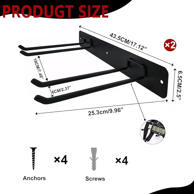 Garage Tool Organizer Wall Mount, 2Pack Folding Chair Storage Rack, Heavy Duty Garden Tool Holder for Hanging Shovel Rake Broom Ladder-VerdiqueGarden