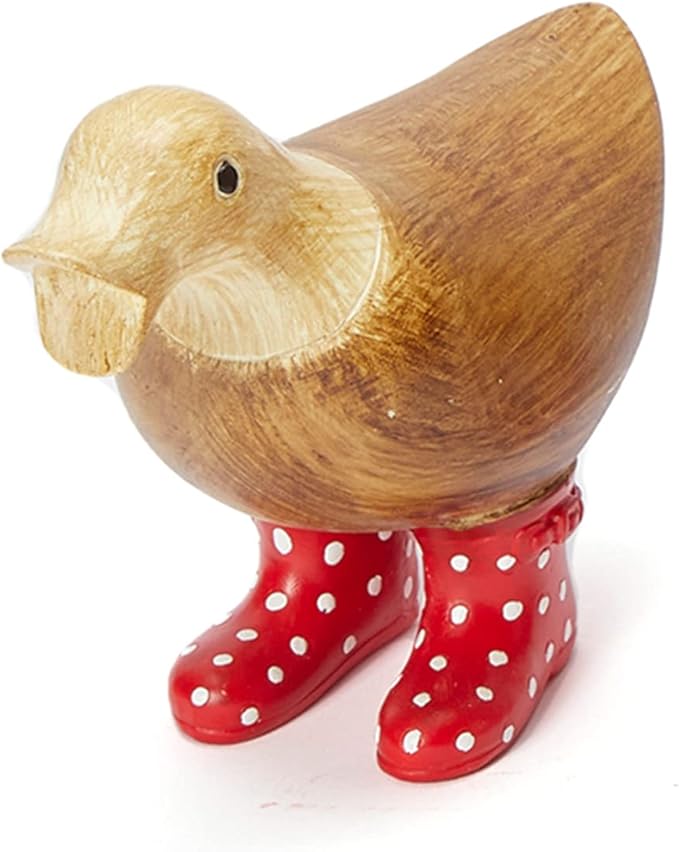 GUTE Duck Yard Decorations Yard Art Garden Puddle Ducks with Spotted Wellies Boots - Single - Garden Decor Statues, Duck Figurine Statue - Waterproof Indoor & Outdoor Lawn Gnome Ornament (Small Duck)-VerdiqueGarden