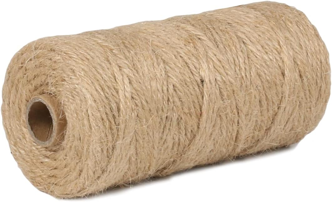 PerkHomy Jute Twine String 3mm 328Ft Natural Thin Ribbon for Craft, Gardening, Wedding Decoration & Packing (328FT * 3mm)-VerdiqueGarden