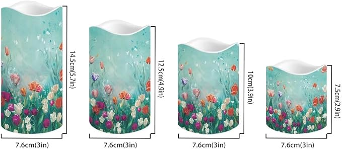 Ystardream 4PCS Flameless Candle Elegant Floral Led Flameless Candles with Remote Fake Candles That Look Real for Home Living Room Bathroom Bedroom Decor Plum Blossoms and Hummingbirds-VerdiqueGarden