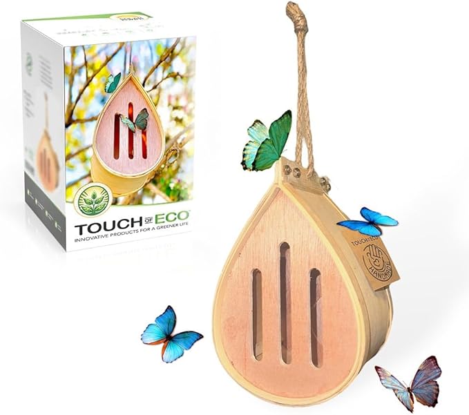 Pollinating Palace-Wooden Hanging Butterfly House, Natural Habitat to Attract Butterflies to Your Garden and Yard-VerdiqueGarden