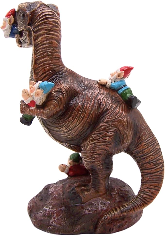 Wowser Gnome Statue: Funny Garden Figurine - Unique Home & Outdoor Decor (T-Rex), Gnome Decoration for Yard-VerdiqueGarden