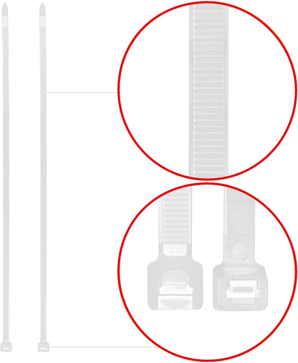 Superun Clear Zip Ties 6 Inch, 40 Lbs Tensile Strength Wire Ties (Industrial Grade Cable Ties) Pack of 100 White-VerdiqueGarden