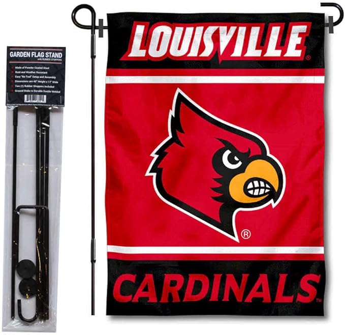 College Flags & Banners Co. Louisville Cardinals Garden Flag with Stand Holder-VerdiqueGarden