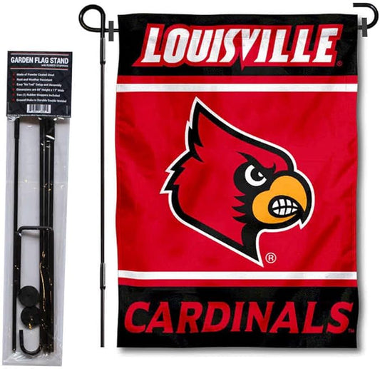 College Flags & Banners Co. Louisville Cardinals Garden Flag with Stand Holder-VerdiqueGarden